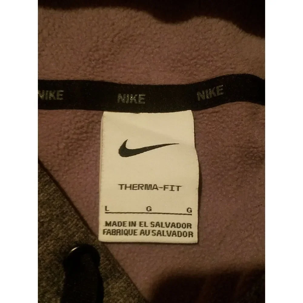 Nike Themar Fit‎ Sweater Mens Large Gray Drawstring Hoodie Activewear Zip Pocket